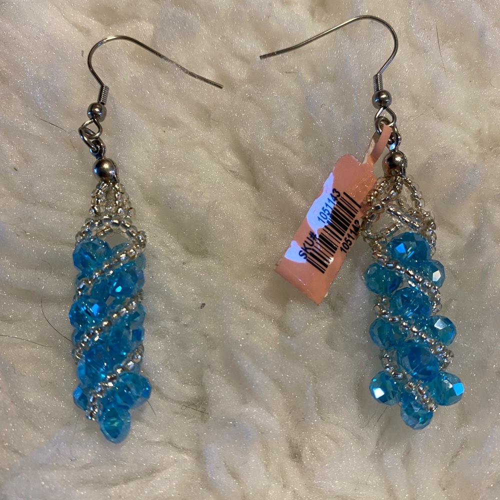 Blue beaded earrings